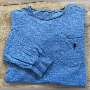 Polo Ralph Lauren Men’s Sz L Slate Blue Long Sleeve Pocket Tee‎